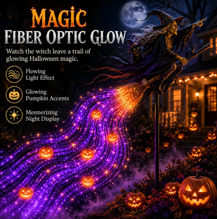 🧙♀️ Magic Fiber Optic Witch Broom Halloween Light