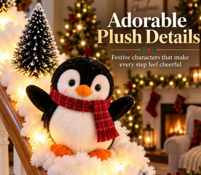 📢Christmas Sale🔥Light-Up Penguin Stair Railing Decor