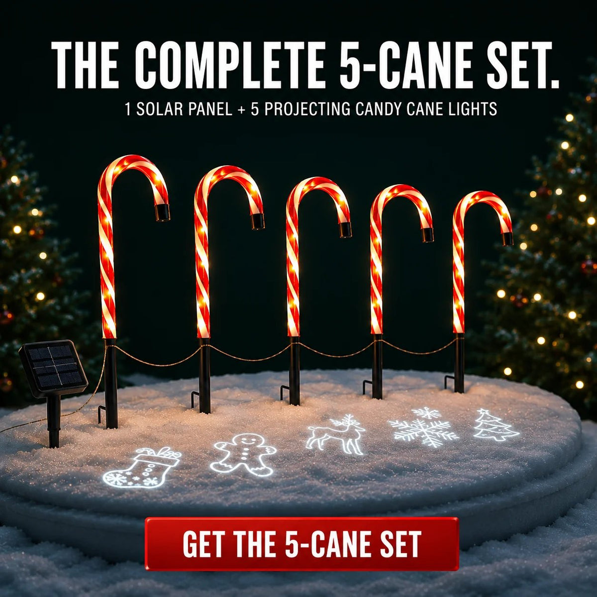 ๐Solar Candy Cane Projector Pathway Lights โ Light the Way to Christmas