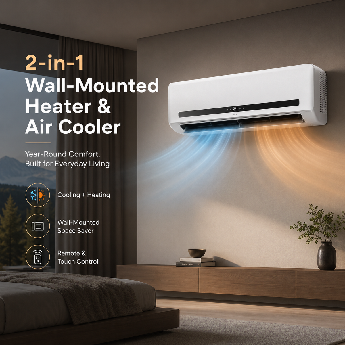 Fast Cooling & Heating❄️🔥 2-in-1 Wall-Mounted Heater & Air Cooler | Built for Everyday Living🍃