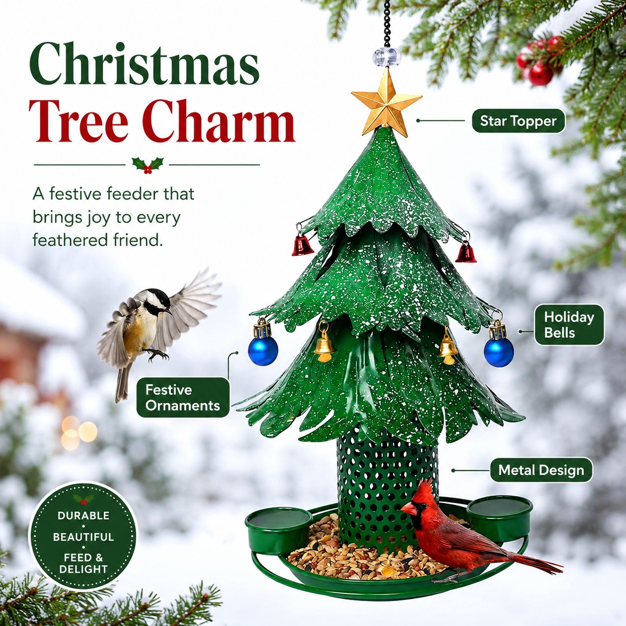 🎄Christmas Tree Bird Feeder🔥Festive Hanging Backyard Holiday Decor