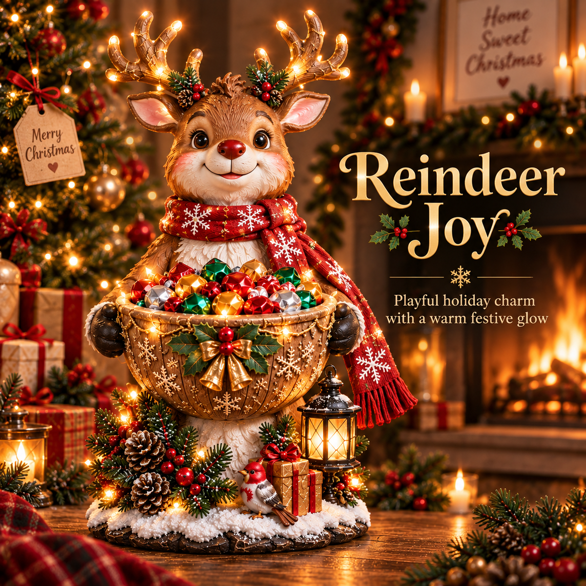 Ahlwocore Lighted Christmas Candy Bowls - Holiday Designs