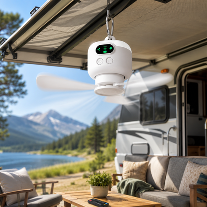 🌟2-in-1 Rechargeable Camping Lantern & Fan – Portable, Hangable & USB Rechargeable
