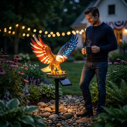 🔥48% OFF Custom Engraved Bald Eagle Solar Yard Lamp✨ American Freedom Statue