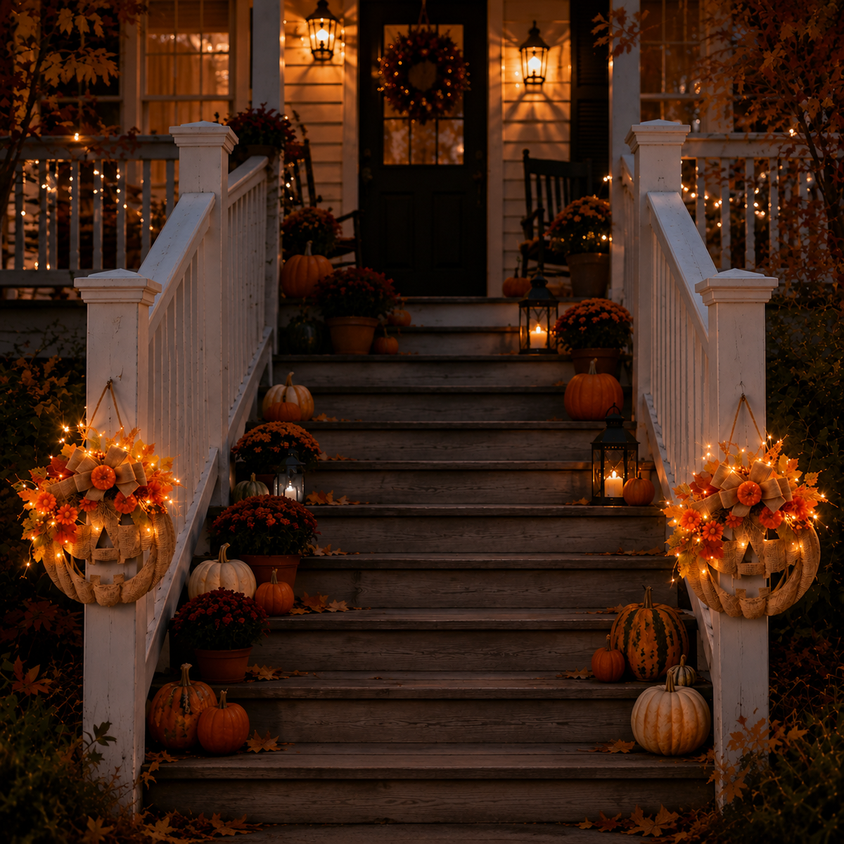 🎃LED Lighted Burlap Pumpkin Wreath | Fall & Halloween Must-Have