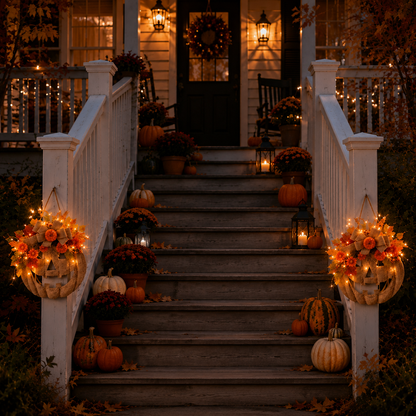 🎃LED Lighted Burlap Pumpkin Wreath | Fall & Halloween Must-Have