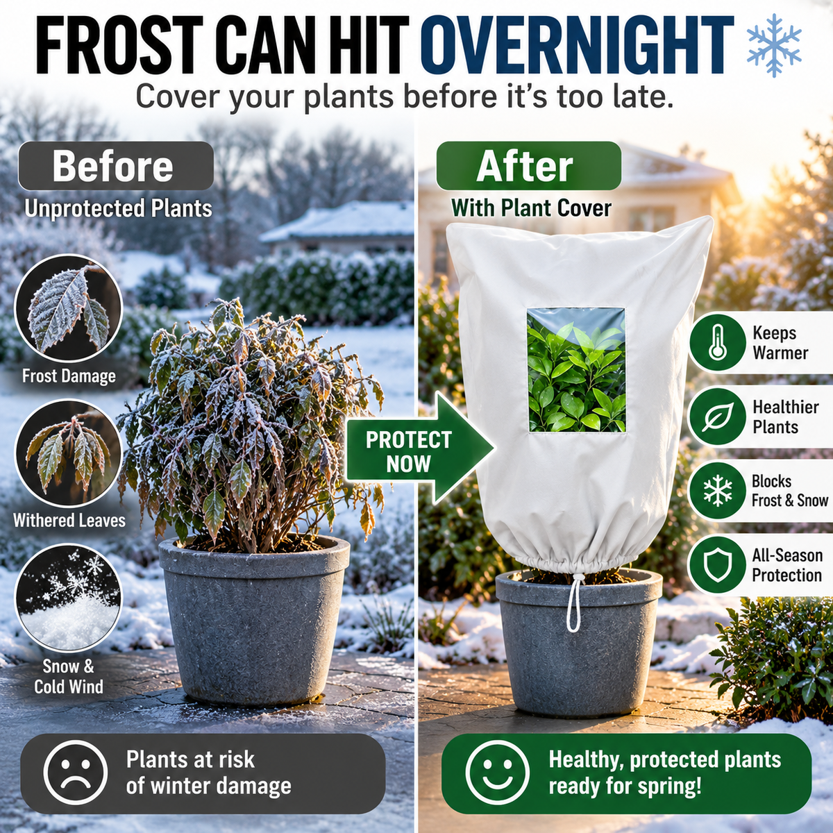Plant Frost Protection Cover – Breathable Reusable Cover