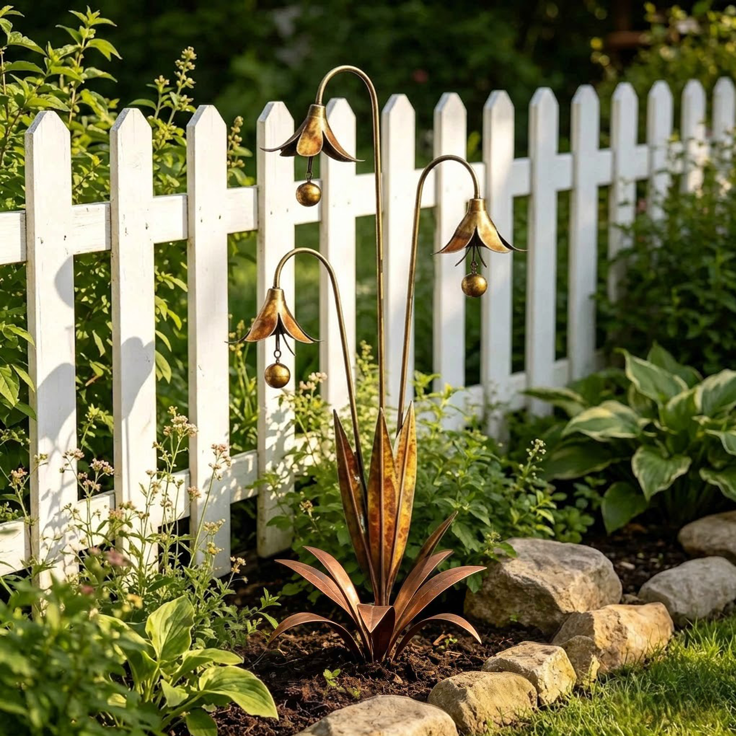 🔥Enchanting Blue Bellflower Garden Stakes with Gentle Chime – Decorative Outdoor Yard & Patio Ornament