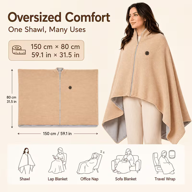 Ahlwocore wearable heated blanket shawl - Green