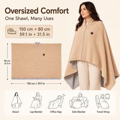 Ahlwocore wearable heated blanket shawl - Green