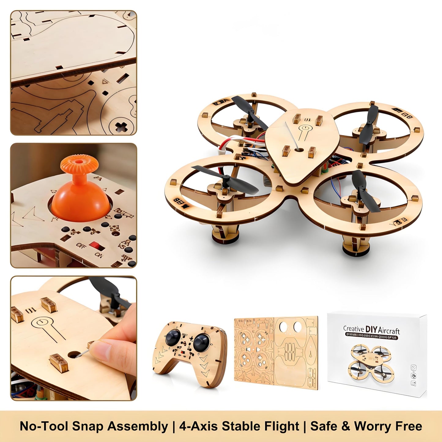 🏆 DIY Wooden RC Drone Kit – STEM Building Toy for Teens & Adults
