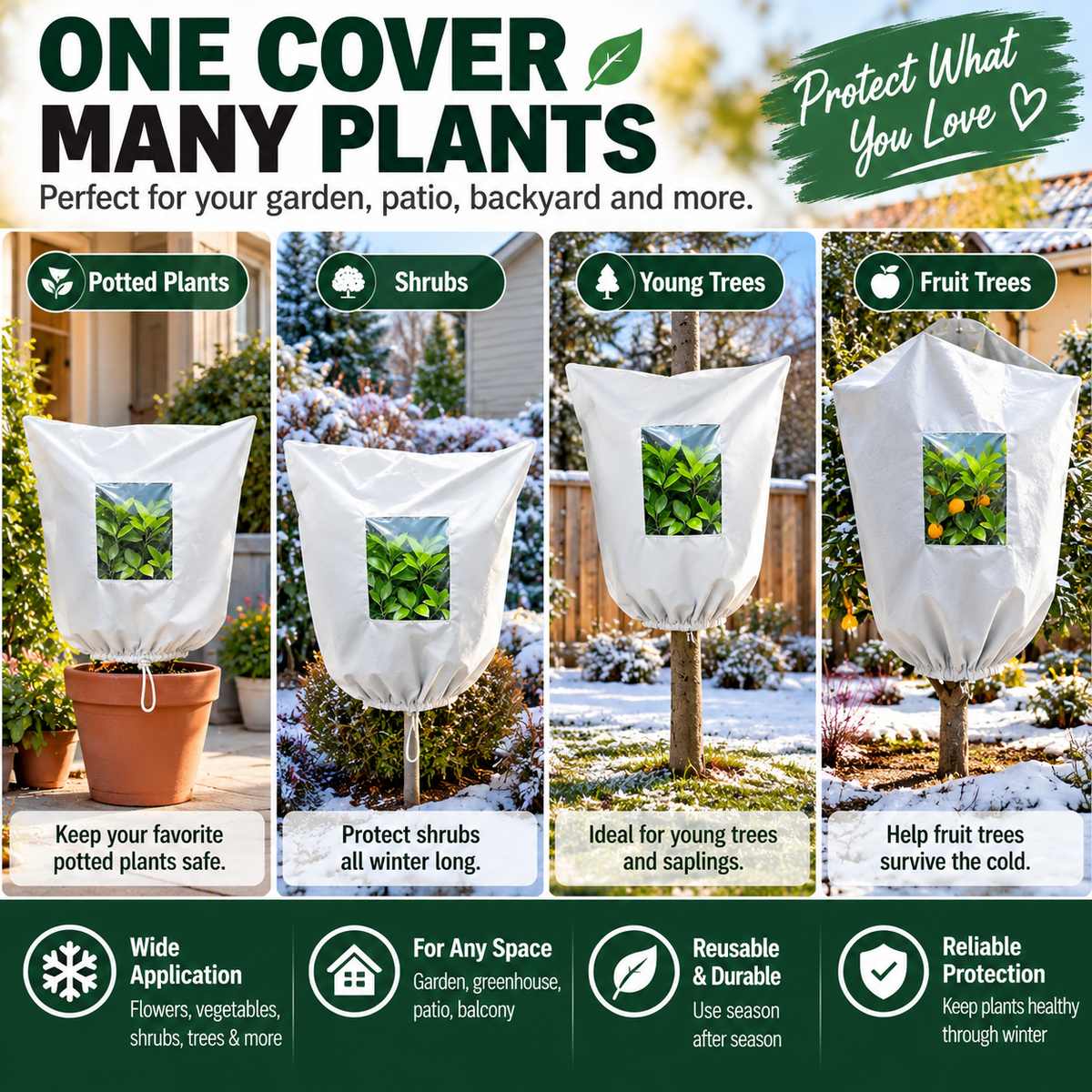 Plant Frost Protection Cover – Breathable Reusable Cover