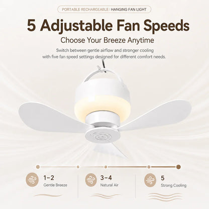 🌟2-in-1 Rechargeable Camping Lantern & Fan – Portable, Hangable & USB Rechargeable