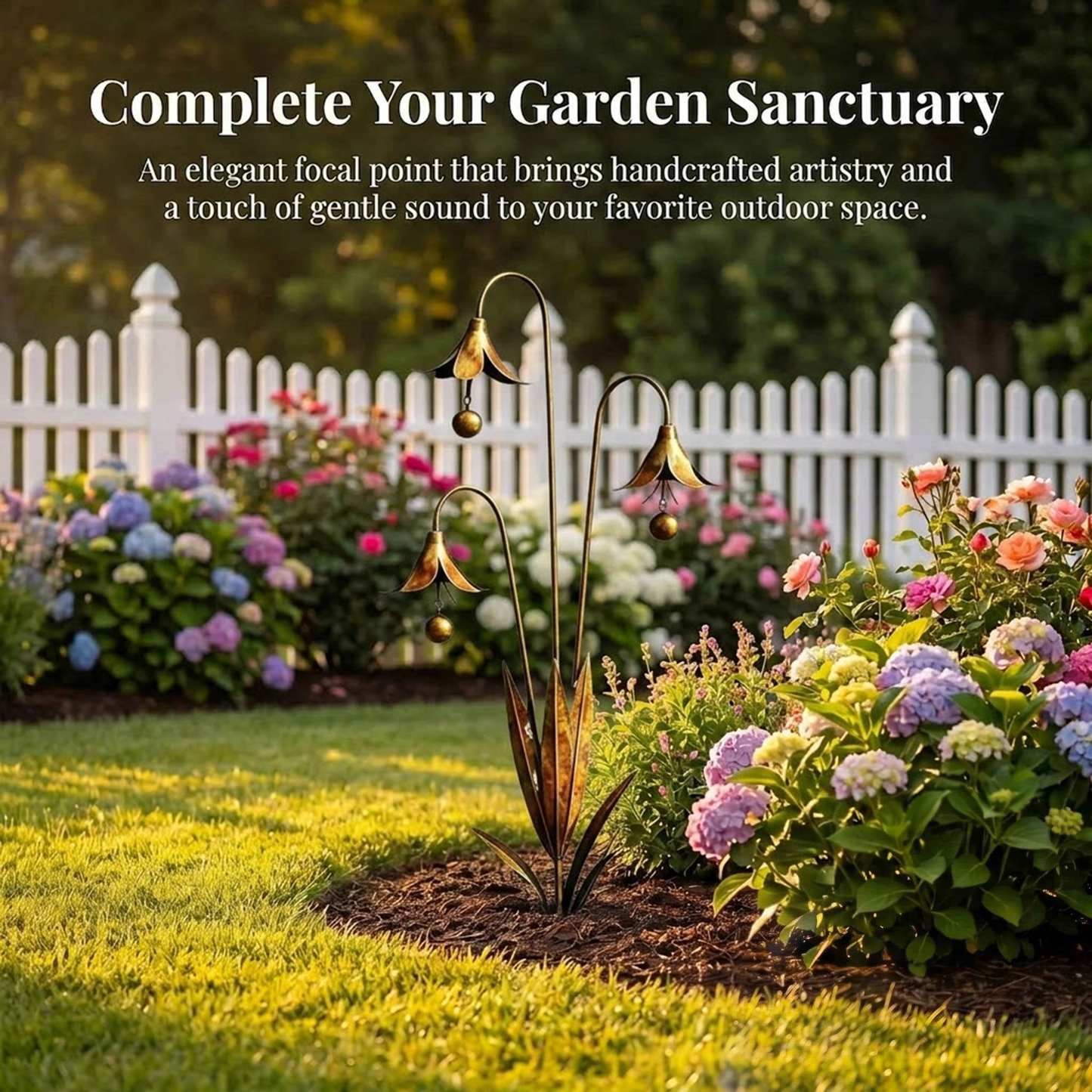 🔥Enchanting Blue Bellflower Garden Stakes with Gentle Chime – Decorative Outdoor Yard & Patio Ornament