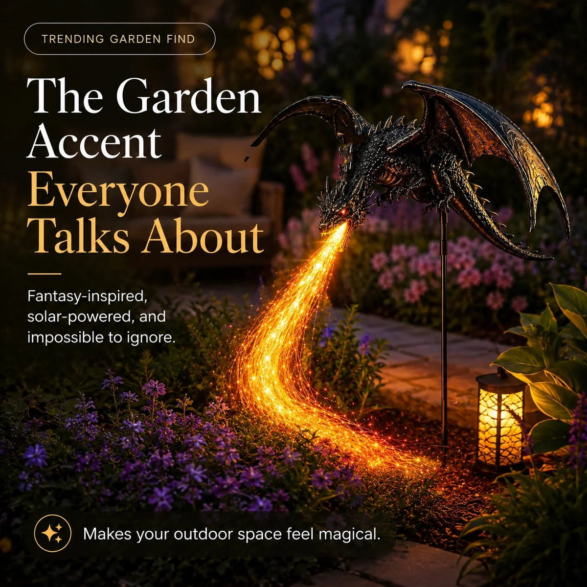 🔥 The price is limited! 🐲Solar Dragon Garden Light, Realistic Flickering Flame LED🔥