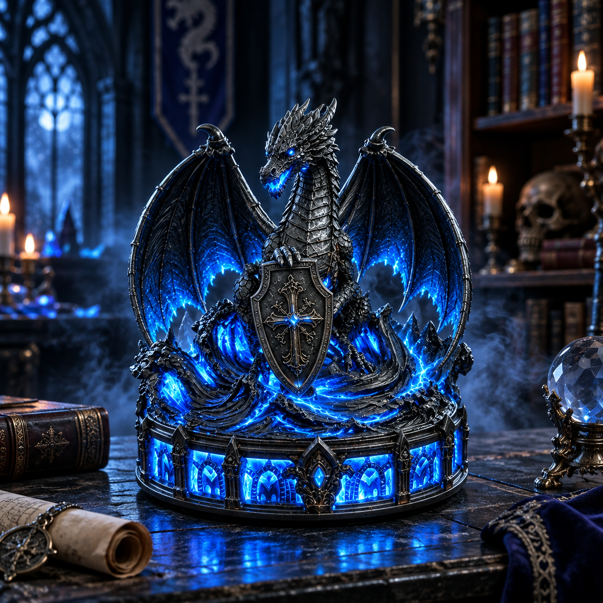 🐉 Gothic Dragon Guardian – Glowing Medieval Fantasy Decor