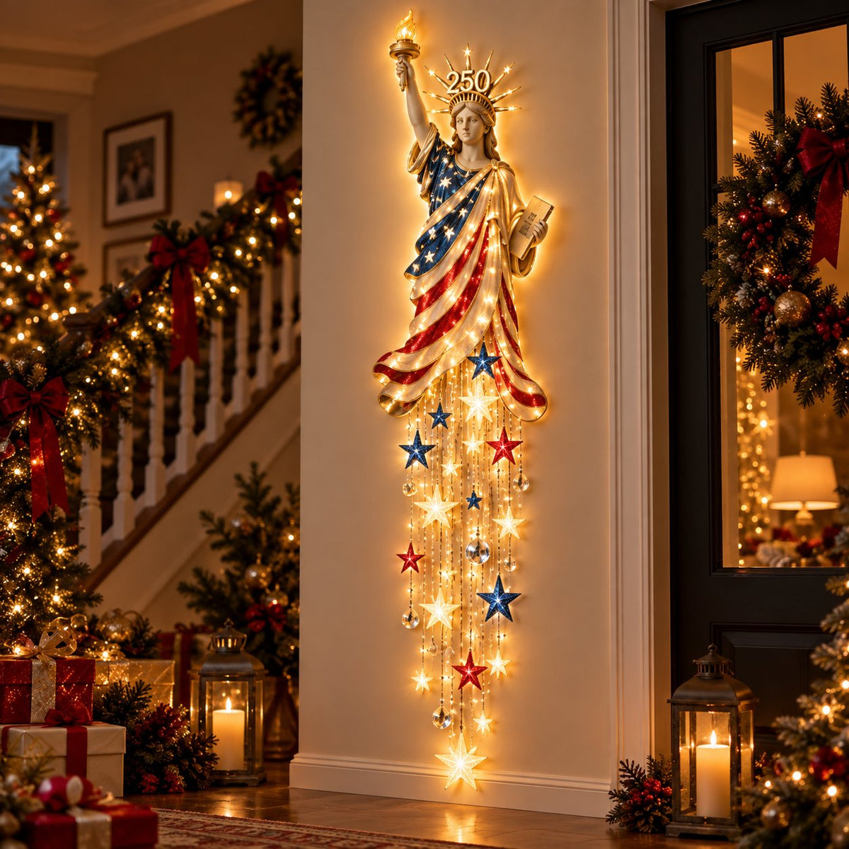 🗽 Liberty 250 Starfall Wall Glow – Patriotic Anniversary Lighted Keepsake