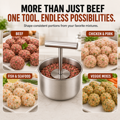 🥩 Stainless Steel 6-Hole Meatball Maker, Quick DIY Tool for Meat Balls, Fish Balls, Veggie Balls & Ice Cream