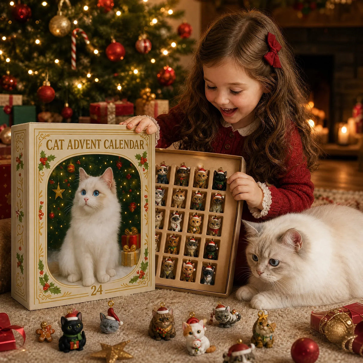 🎄 2026 Cat Advent Calendar 🐱 24 Cute Cat Charms for Christmas