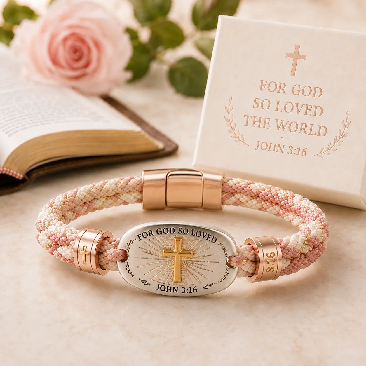 🔥 LAST DAY 49% OFF – ✝️ Christian Scripture Faith Bracelet Collection | 6 Meaningful Bible Verse Designs with Raised Gold Cross, Magnetic Clasp & Matching Gift Box 💗✨