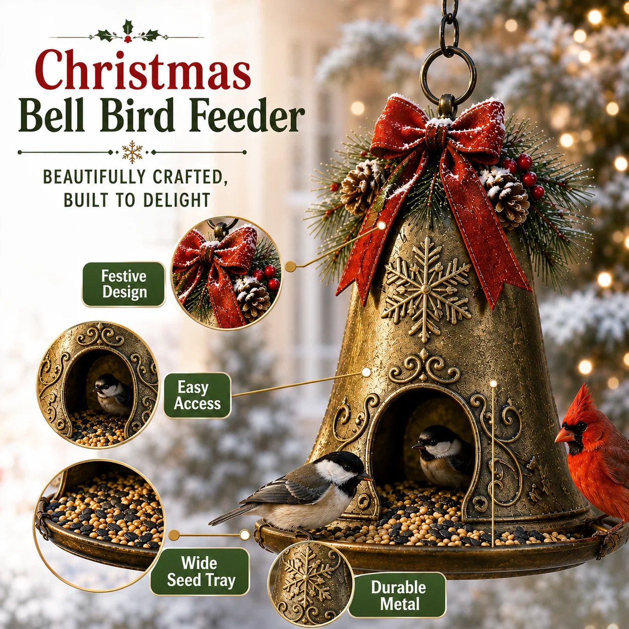 🐦Christmas Themed Bird Feeder Set | Decorative Hanging Backyard Feeders