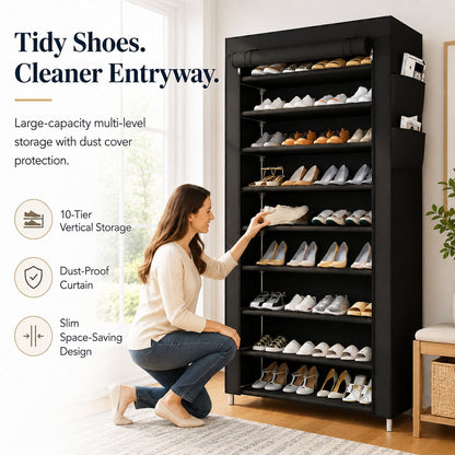 👟Large Capacity Shoe Storage Cabinet | Multi-Level Entryway Shoe Organizer With Dust Cover