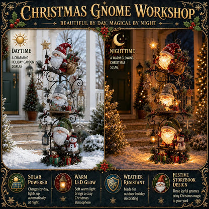 🎄🍄 Christmas Gnome Workshop Solar Garden Light 🎁🌟