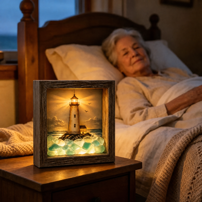 🌊 Sea Glass Lighthouse Night Light ✨ Bring Coastal Charm to Any Room
