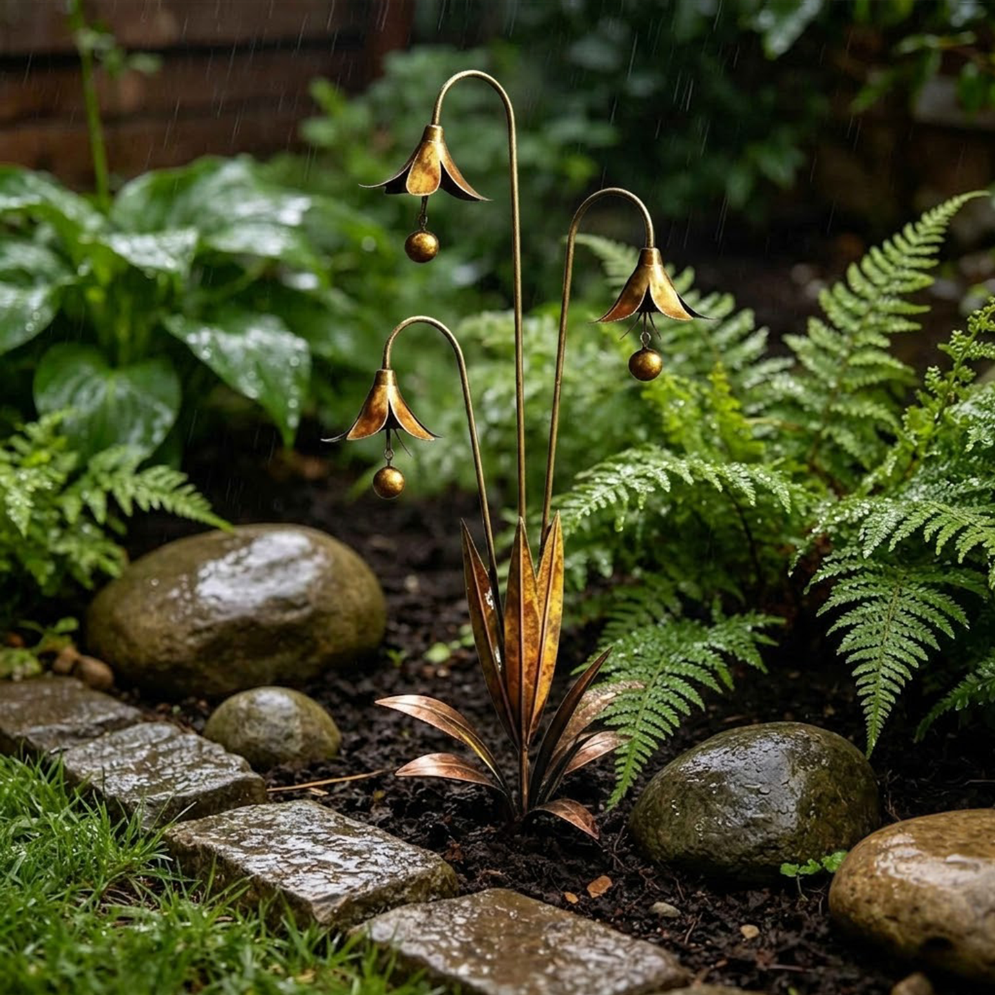 Copper Calla Lily Garden Chime Set – Peaceful Outdoor Decor for Flower Lovers 🌿🔔