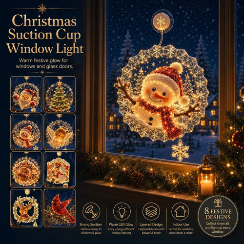 ✨Last Day 50% OFF🎄Lighted Christmas Window Decoration with Suction Cup– 8 Warm LED Festive Designs✨