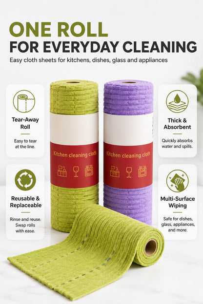 🧼 Reusable Cleaning Cloth Roll ✨ Tear Off, Wash & Reuse