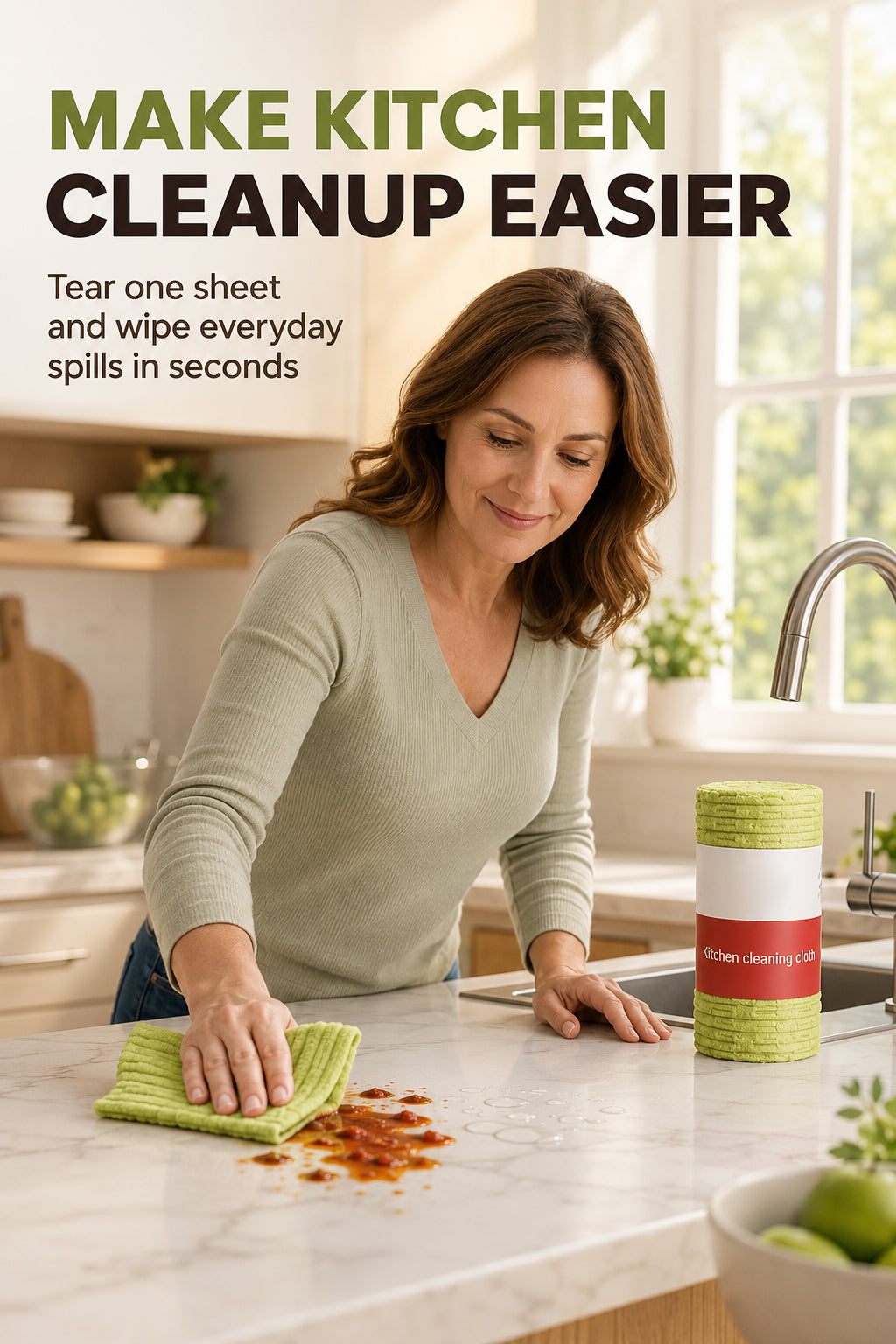 🧼 Reusable Cleaning Cloth Roll ✨ Tear Off, Wash & Reuse