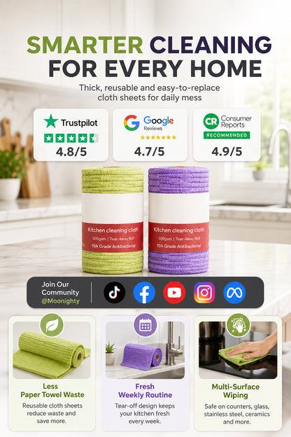 🧼 Reusable Cleaning Cloth Roll ✨ Tear Off, Wash & Reuse