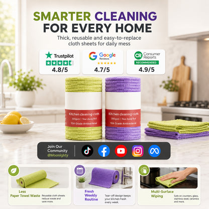 🧼 Reusable Cleaning Cloth Roll ✨ Tear Off, Wash & Reuse