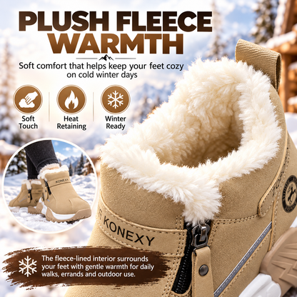 ❄️ Fleece-Lined Winter Snow Boots – Cozy Warm Ankle Boots with Side Zipper & Textured Sole
