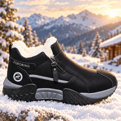 ❄️ Fleece-Lined Winter Snow Boots – Cozy Warm Ankle Boots with Side Zipper & Textured Sole
