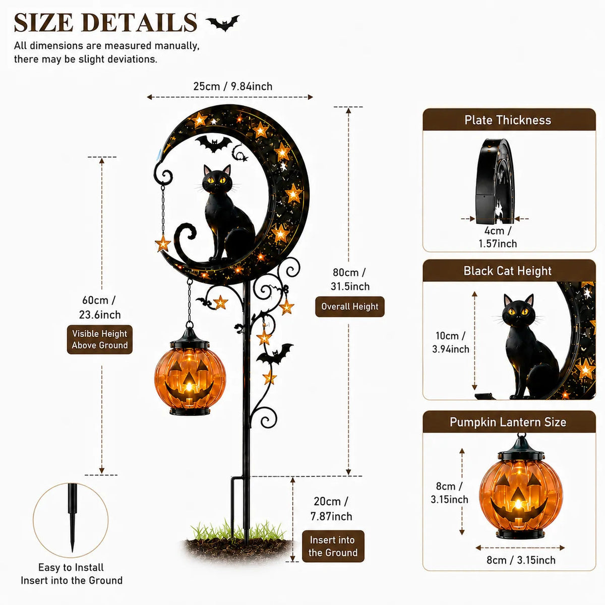 💝Deserve All The Prize🐈⬛ Solar Black Cat Garden Stake Light 🎃 Create a Magical Halloween Night