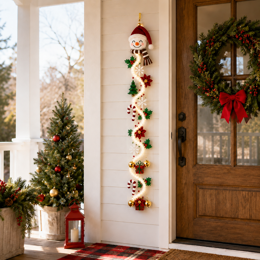 🎅Santa Claus Christmas Hanging Light | 🍭Spiral Candy Cane LED Doorway Decoration