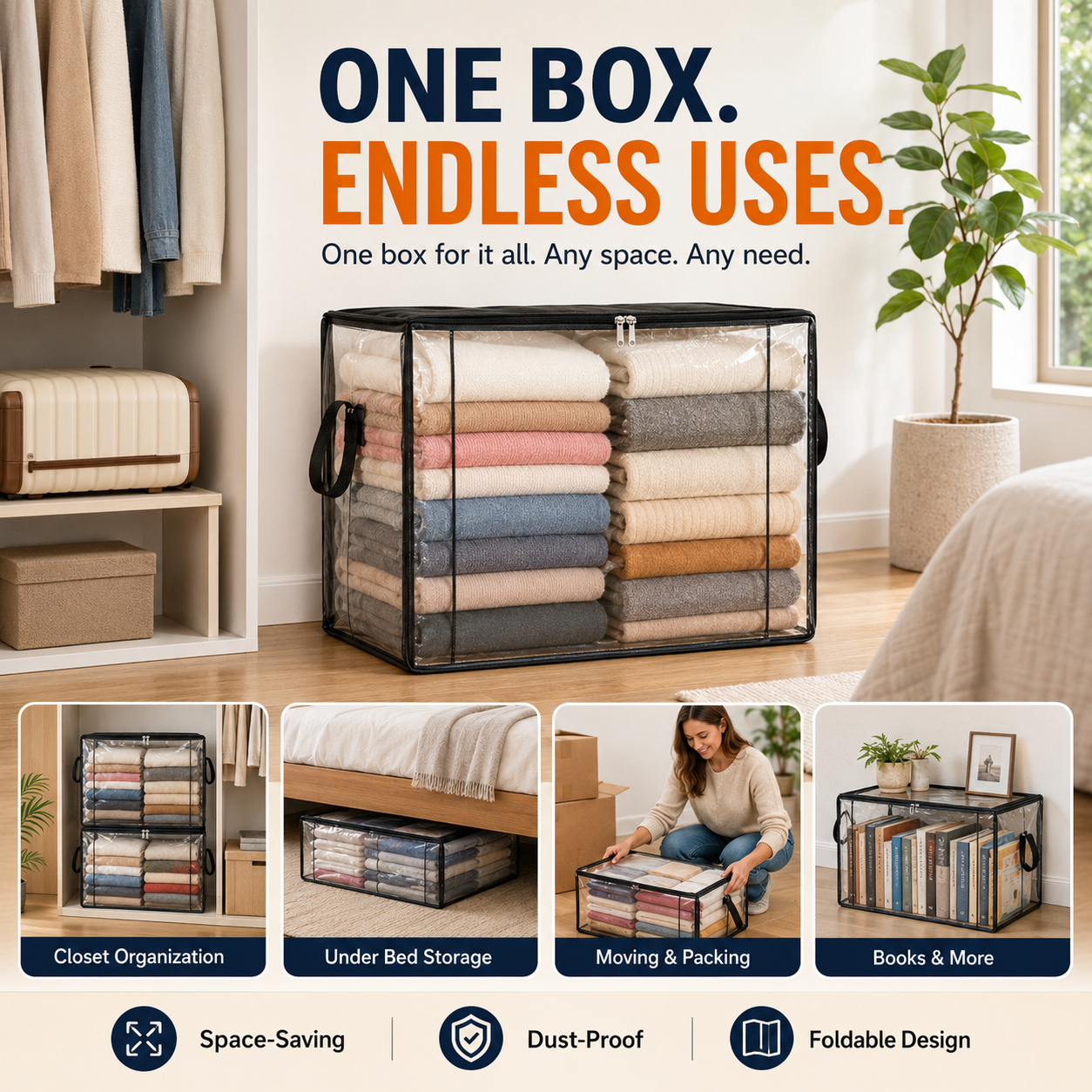 💥Final 24 Hours 50%OFF💥 See‑Through Stackable Storage Bags, Declutter Your Home In No Time 🏠