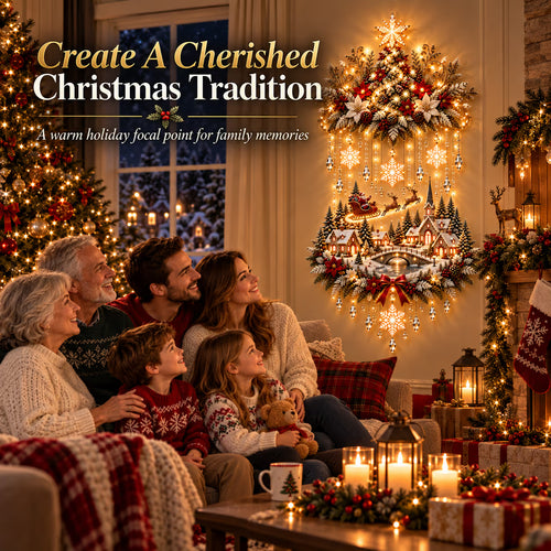 🎄 Magical Christmas Tree & Village Wall Light ✨ Cascading Warm Holiday Glow