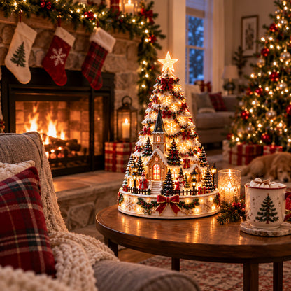 🎄Christmas Village Projection Centerpiece – 4 Themed Villages