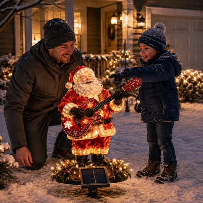 🎅🎸 Solar Guitar Santa Christmas Yard Light