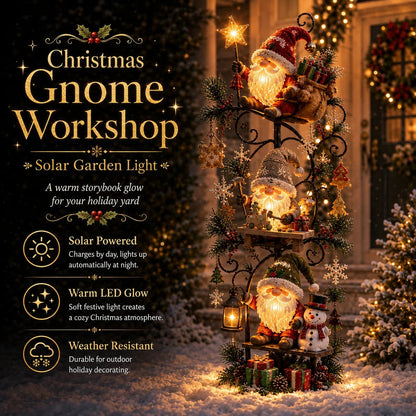 🎄🍄 Christmas Gnome Workshop Solar Garden Light 🎁🌟