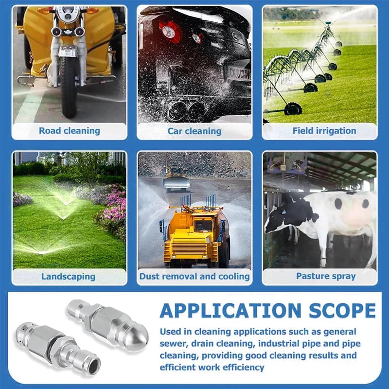 💥Heavy-Duty Stainless Sewer Jet Nozzle Kit, Quick Disconnect Pressure Washer Attachment for Home & Commercial Drains