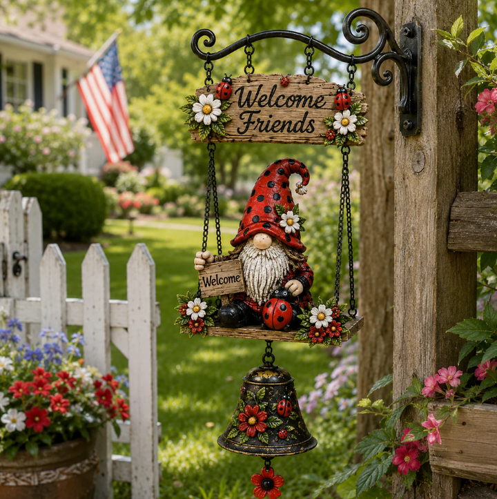 ⏰Limited Time 50% OFF🐞 Rustic Gnome Bell – Charming Garden Yard Decor