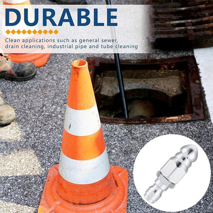 💥Heavy-Duty Stainless Sewer Jet Nozzle Kit, Quick Disconnect Pressure Washer Attachment for Home & Commercial Drains