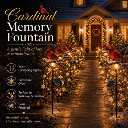 🕊️🎄Solar Cardinal Memory Fountain Light – Christmas Remembrance Garden Stake