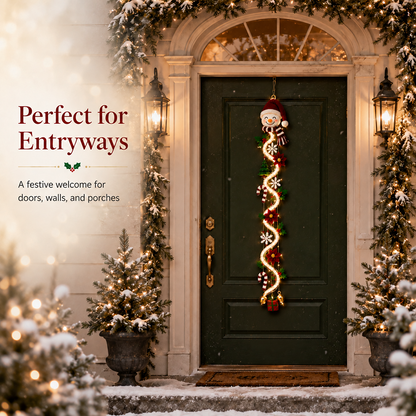 🎅Santa Claus Christmas Hanging Light | 🍭Spiral Candy Cane LED Doorway Decoration