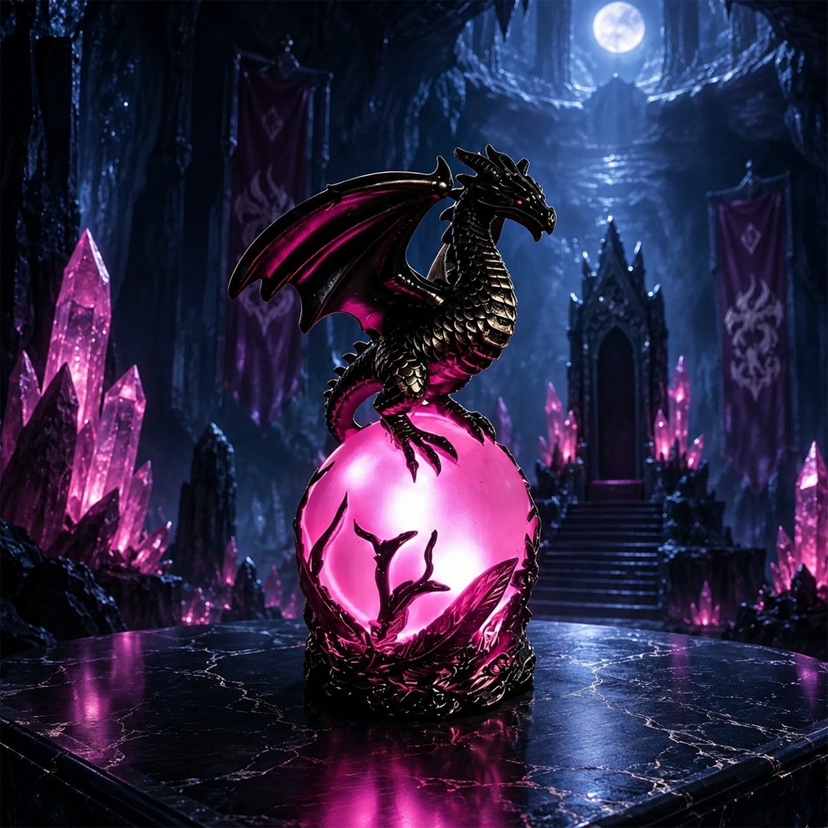 🔥Free Shipping🔮 Gothic Dragon LED Crystal Ball Lamp — Dark Aesthetic Decor