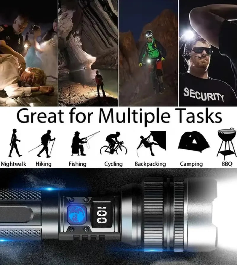 🔥Last Day 53% OFF⚡️High-power flashlight-Zoomable Beam & Emergency Power Bank